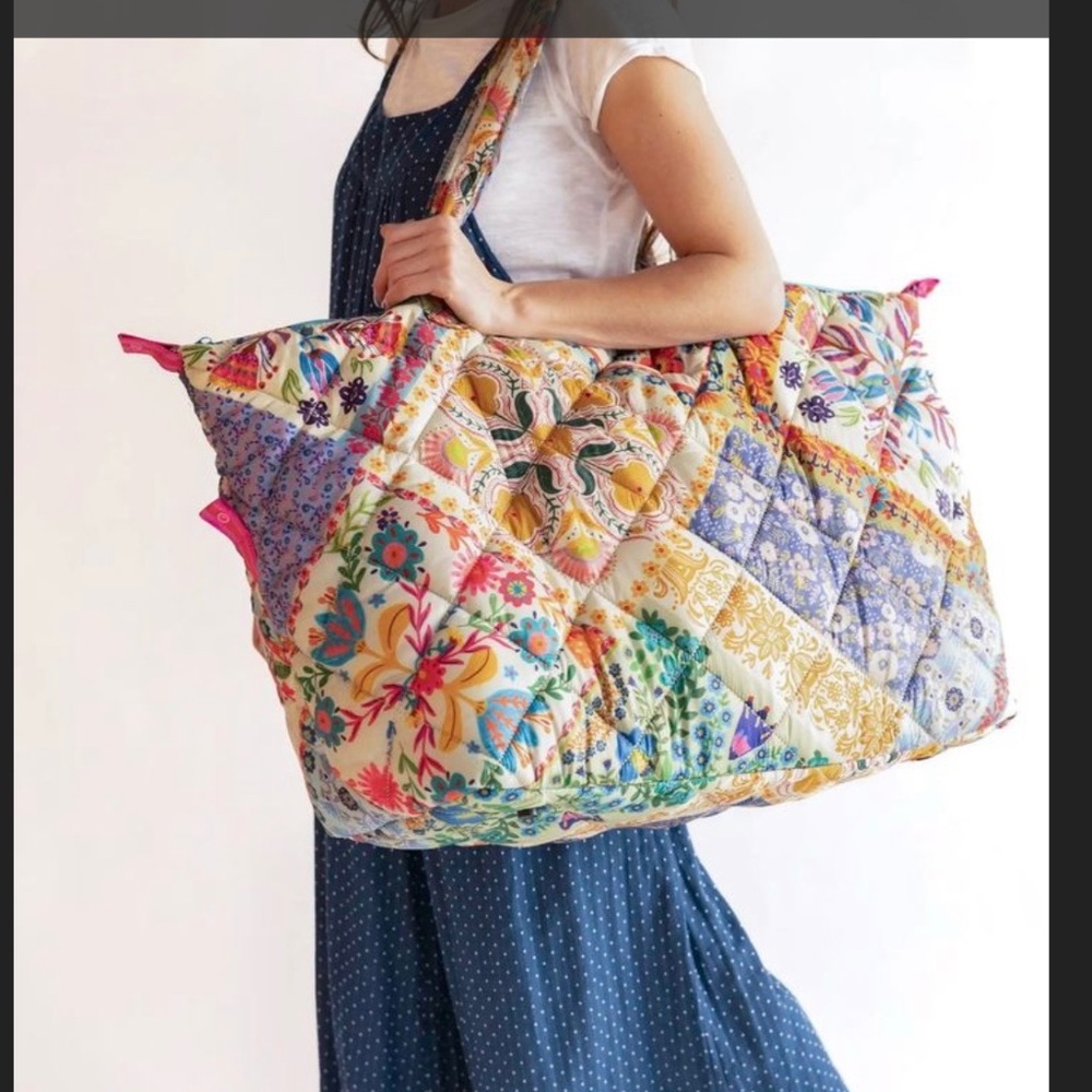SOLD OUT NWT Natural Life Puffy Weekender Bag - Mandala Folk Patchwork